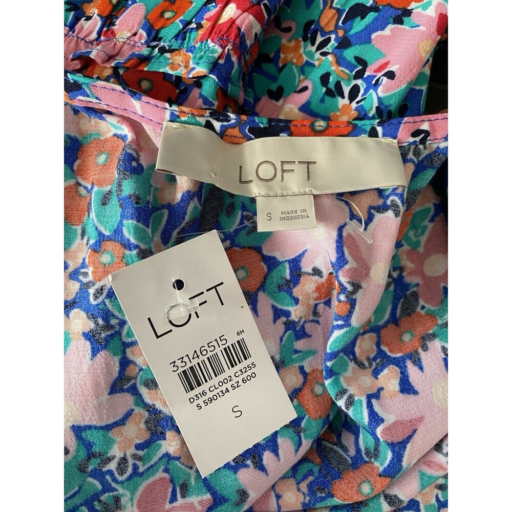 LOFT Floral Dress Daisy Tie Back Flounce Sleeveless - Picture 7 of 8